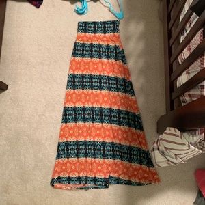 Orange and Blue Patterned Maxi Skirt